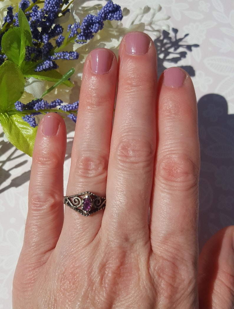 Genuine Ruby Ring Set In Italian Renaissance Filigree Sterling Silver Designer Ring