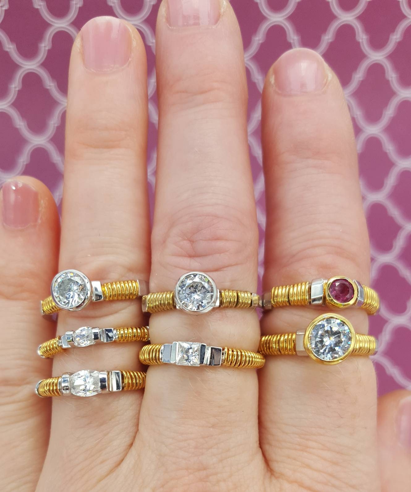 Vintage 90s Sterling Silver Engagement Ring Two Tone Etsy