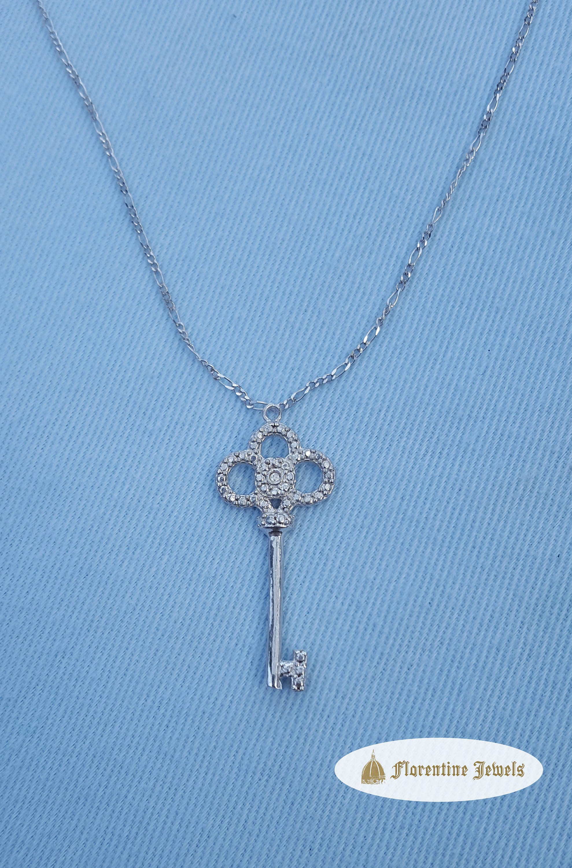 Tiffany Style Key Pendant Necklace 