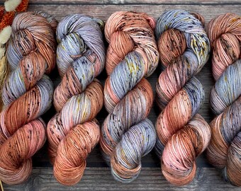 pink yarn sparkle yarn speckled yarn hand dyed yarn- wool yarn- yarn cakes- baby yarn Henna cotton yarn