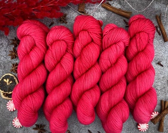 Biscotti Sock | 85/15 SW Merino/Wool Sock Weight| CHRISTMAS RED | | Hand Dyed Yarn | Superwash wool