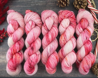 Polwarth DK Weight | 100% SW Polwarth Wool | Peppermint Stick | Christmas Candy Collection | Hand Dyed Yarn |