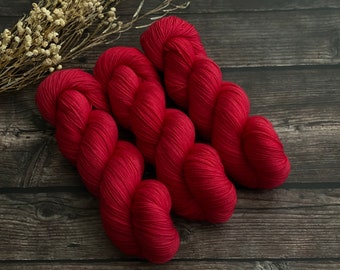 Biscotti Sock | 85/15 SW Merino/Wool Sock Weight| CHRISTMAS RED | | Hand Dyed Yarn | Superwash wool