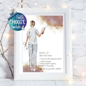 Funny Doctor Gifts for Women, Personalised Doctor Print, Birthday Gift for Doctor, Medical Student Gift, Doctor Present, Gift for Doctors