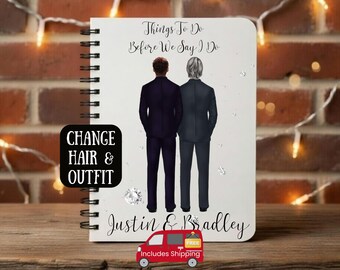 Mr and Mr Gay Wedding Planner, Mr and Mr Wedding, Gay Engagement Gift, Personalised wedding planner personalised, journal wedding notebook