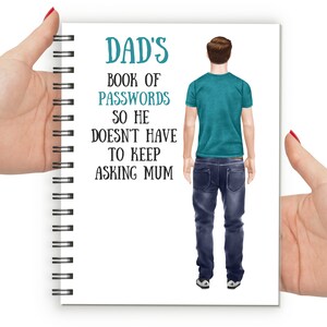 Personalised Dad Birthday Gift, Password Notebook, Gift for Daddy Birthday Gifts, Password Book, Dad Birthday Present, Gift for Dad Birthday