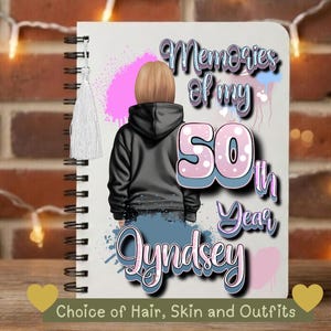50th birthday gift for women, 50th present, personalised gift 50th gifts for her, 50th gift for sister, 50th gift for women, Personalised Notebook Only