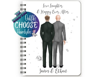 Mr and Mr Gay Wedding Planner, Mr and Mr Wedding, Gay Engagement Gift, Personalised wedding planner personalised, journal wedding notebook