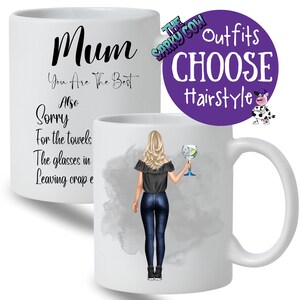 Birthday Gift for Mum, Funny Mum Gift, Mug for Mum, Personalised Gift for Mum, Mum Gifts, Mothers Day Gifts Mum, Change Hair and Clothing