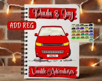 Campervan Gifts, Campervan Journal, Personalised Camper van Notebook, Choice of 20 colours, Campervan gift, Campervan Notebook, Personalised
