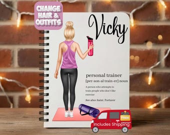 Personal Trainer Gift for Personal Trainer Birthday, Personalised Personal Trainer Planner, PT Gifts, Fitness Trainer Gift, Gym Lover Gift