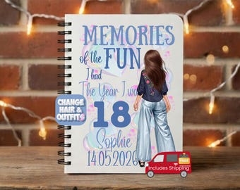 18th girl birthday, personalised 18th birthday gift girl, 18th birthday gift for her, Personalised Notebook 18th birthday gift for daughter