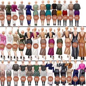 May include: A collection of 170 different outfit combinations for women. Each outfit features a different top, bottom, and accessories. The outfits are all in a variety of colors and styles.