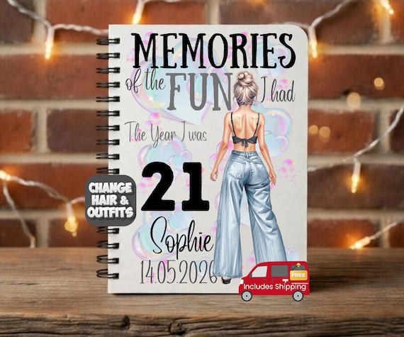 21st Birthday Gift for Her, Memory Journal, 21st Birthday Presents for her, Daughter 21st Gift for 21st Birthday Girl, 21 Gifts for Her