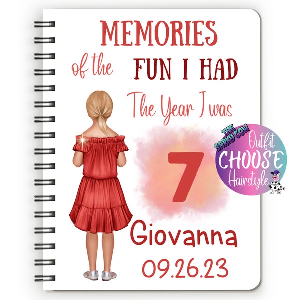 7th birthday gift, 7th birthday girl, 7 year old girl gift, personalised kids gift, personalised notebook for girls, 7 year old girl gift