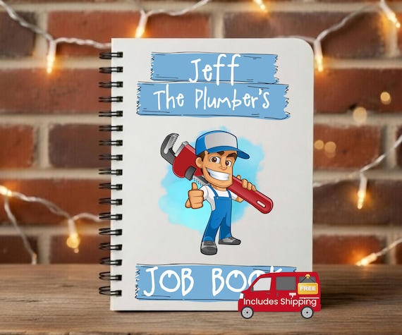 Plumber gifts for plumber, plumbers notebook, personalised notebook for men, notebook for him, notebook spiral and blank, custom