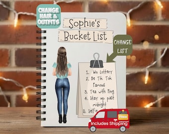 Bucket List Notebook, Bucket List Book, Bucket List Journal, Gift for Her Christmas, Life Goal Planner, Gift for Women Birthday