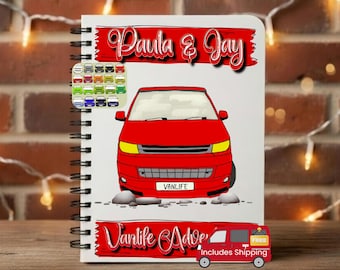 Campervan Gifts, Campervan Journal, Personalised Camper van Notebook, Choice of 20 colours, Campervan gift, Campervan Notebook, Personalised