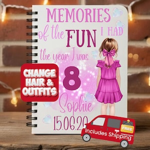 8th birthday gift for girl, 8th birthday girl gift, personalised notebook, 8 year old girls gifts, 8 birthday girl, 8th birthday girl gift