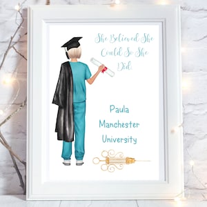 Nurse Graduation gift for Her, Nurse Graduation Print for Nurses, Personalised Nurse Gift, Graduation Gift for Nurse in the UK, Nurse 2021