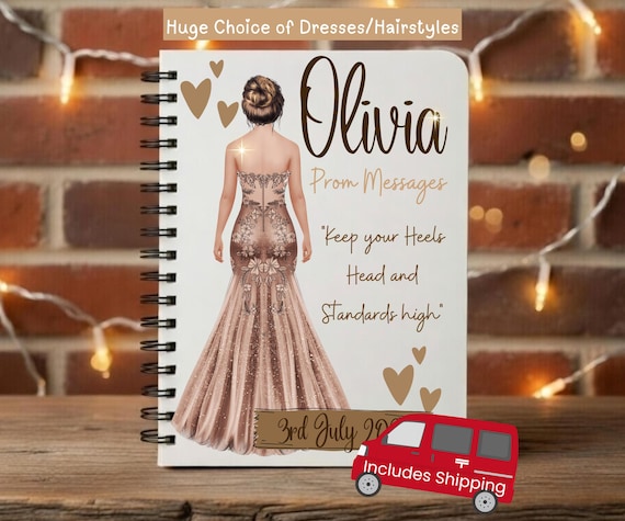 prom dress book Prom Gifts for Her, Change Hair and Dress, Prom Keepsake, Prom Notebook for  Messages, Prom Night, School Leavers Book, Personalised Book