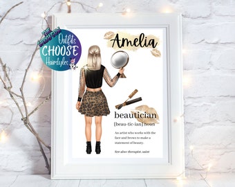 Beautician Prints, Beautician Gift, Beauty Salon Prints, Beauty Salon Decor, Make Up Artist Gift, Beautician Wall Art, Personalised UK