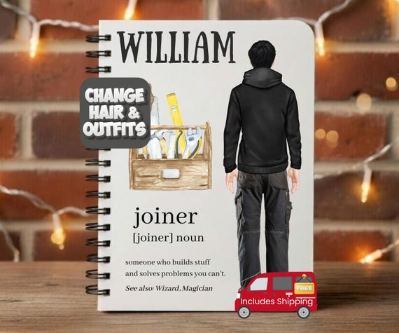Woodworker gift, funny carpenter gift for carpenter, joiner gift, personalised notebook for men, notebook for him, notebook spiral and blank