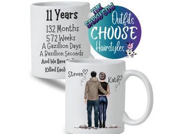 11th Wedding Anniversary Gift for Him, 11th Anniversary Gift for her, 11 Years Anniversary Gift for Year Anniversary Gift, Anniversary Mug