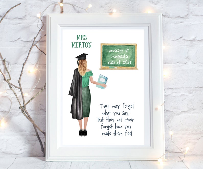Personalised Teacher Graduation Gift for Her Teacher Print Etsy