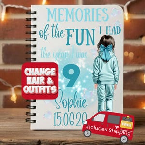 9th birthday gift for 9 year old girl gift, 9th birthday girl, personalised notebook, 9 year old birthday gift, nine year old birthday gift