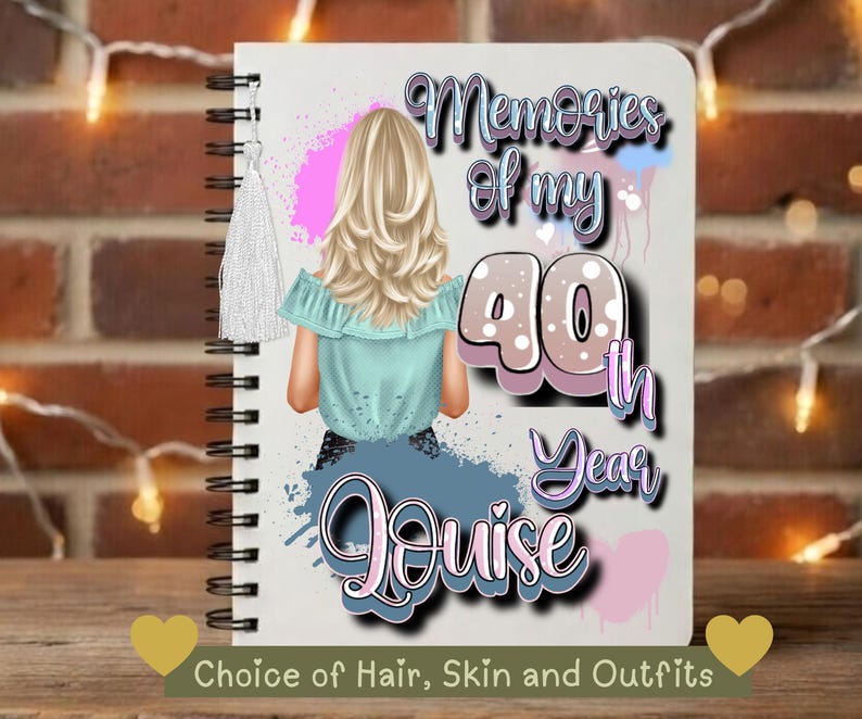 40th Birthday Gifts for Women, 40th Keepsake, 40th Gifts for Her, 40th Gifts for Friend, Personal Journal, 40th Presents for Women, immagine 1