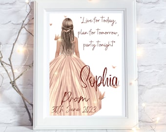 Prom Print, Personalised Prom Gifts for Her, Prom Keepsake, Prom Poster, Prom Night Picture, Change Hair Style & Dress, School Leavers Gift