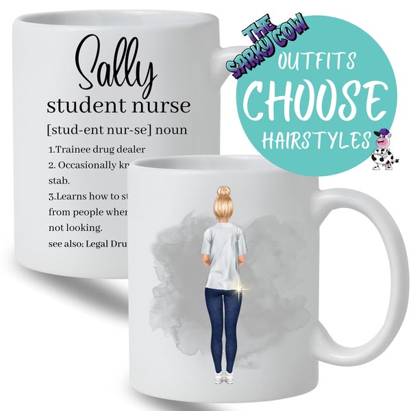 Personalised Student Nurse Gifts for Student Nurse Mug Funny, Student Nurse Presents, Student Birthday Mug and Coaster, Personalised