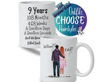 9th Wedding Anniversary Gift for Him, 9th Anniversary Gift for her, 9 Years Anniversary Gift for Year Anniversary Gift, Anniversary Mug UK