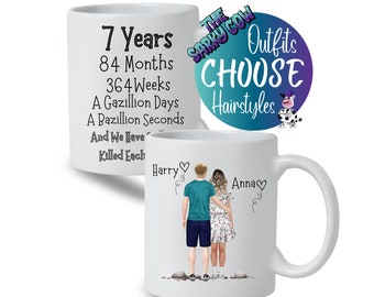 7th Wedding Anniversary Gift, 7th Anniversary Gift for Her, Anniversary Mug for Anniversary, Anniversary Gift for Him, Personalised 7 Years