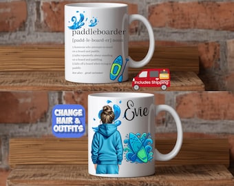 Paddleboard Gifts, Paddle Board Gifts, Paddleboard Mugs, Paddleboarding Mugs, Water Sport Gift, Birthday Gift for Woman, Personalised
