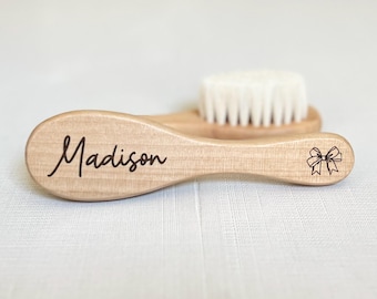 Personalized Wooden Baby Hair Brush – Custom Engraved Newborn Gift