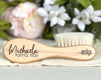 Personalized Wooden Baby Hair Brush – Custom Engraved Newborn Gift