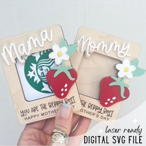 SVG Moederdag Cadeaukaarthouder | Moederdag digitaal bestand | Lasergereed bestand | SVG | Fotolijstbestand | Cadeau voor mama | Koelkast foto