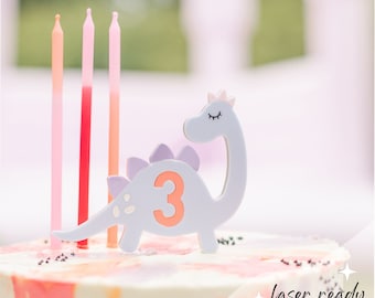 SVG Dinosaur | Dinosaur Cake Topper |  Cake Topper Ages 1-6 | Digital File | Laser File | Laser Cut File | Dino | Birthday Party | Glowforge