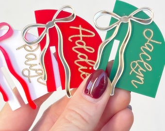 Personalized Drink Charms,  Custom Name Drink Markers, Bow, Bridal Shower, Bachelorette, Party Favors, Christmas Decor