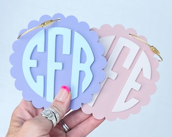 Monogram Keychain Bogg Bag Monogram Diaper Bag Keychain Backpack Tag Personalized Tag Gift for Her Teacher Gift Mom Mothers Day Circle Tag
