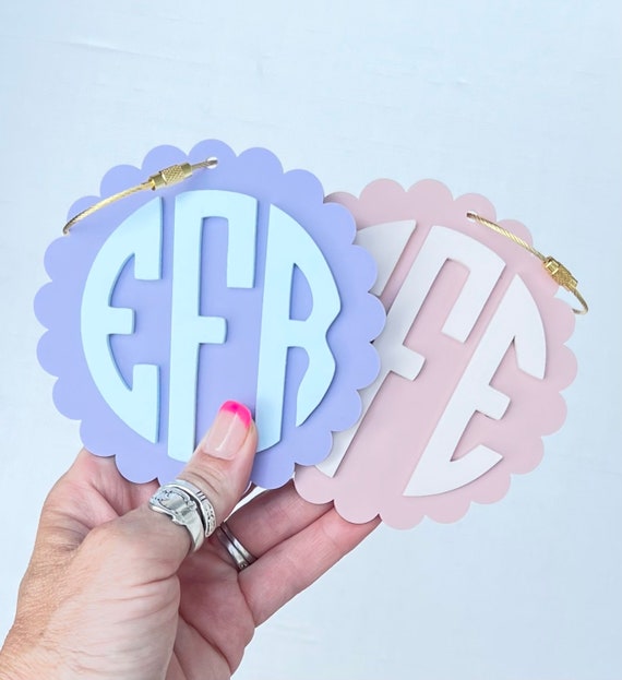 Monogram Keychain Bogg Bag Monogram Diaper Bag Keychain Backpack Tag Personalized Tag Gift for Her Teacher Gift Mom Mothers Day Circle Tag