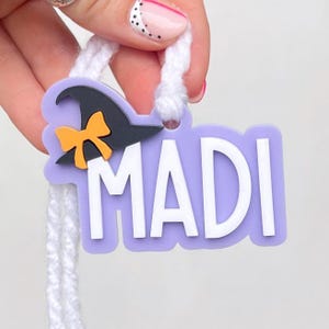 Personalized Halloween Basket Name Tag, Boo Basket Tag, Kids Halloween Tag, Trick or Treat Tag, Bat or Witch Tag, Custom Halloween Name Tag