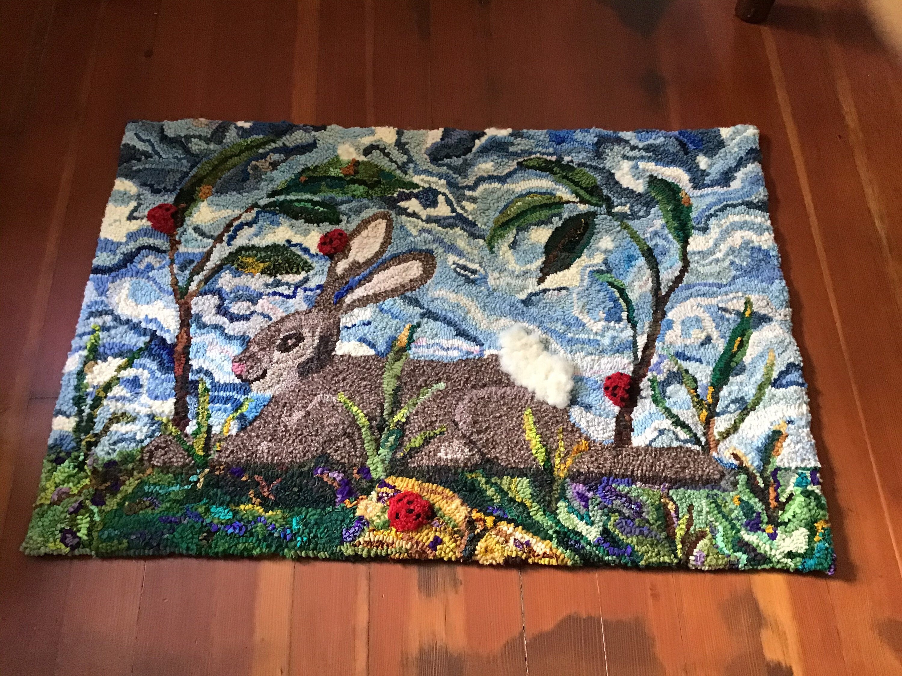 Hooked Rugs With Rabbits Resting Rabbit Rug Hooking Pattern - Etsy