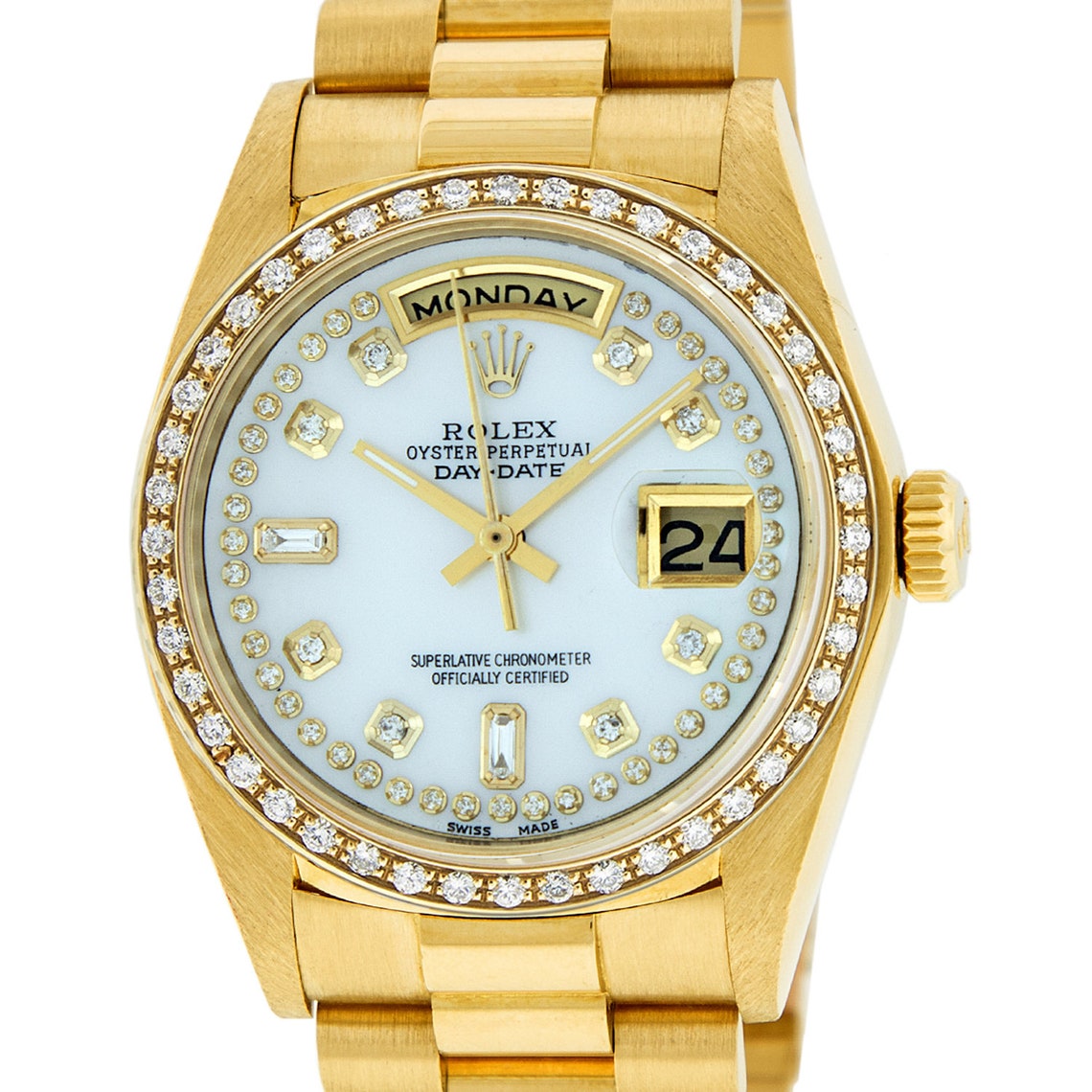 Reloj Rolex hombres Datejust 18K oro amarillo MOP diamante y Etsy