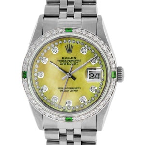 Rolex Uhr Herren Datejust Steel Und 18k Weissgold Mit Grunem Etsy