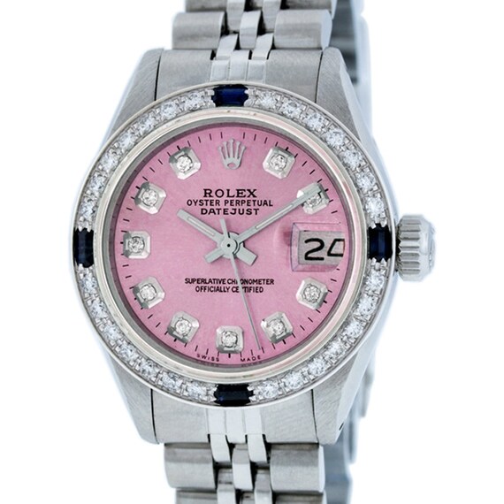 Rolex Watch Womens Datejust Steel And 18k White Gold With Pink Etsy