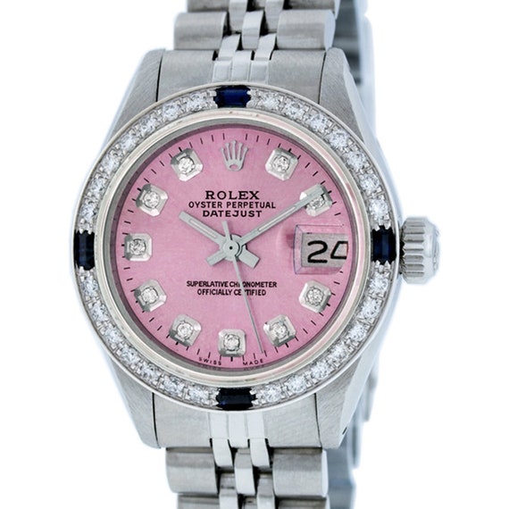 Rolex Watch Womens Datejust Steel And 18k White Gold With Pink Etsy