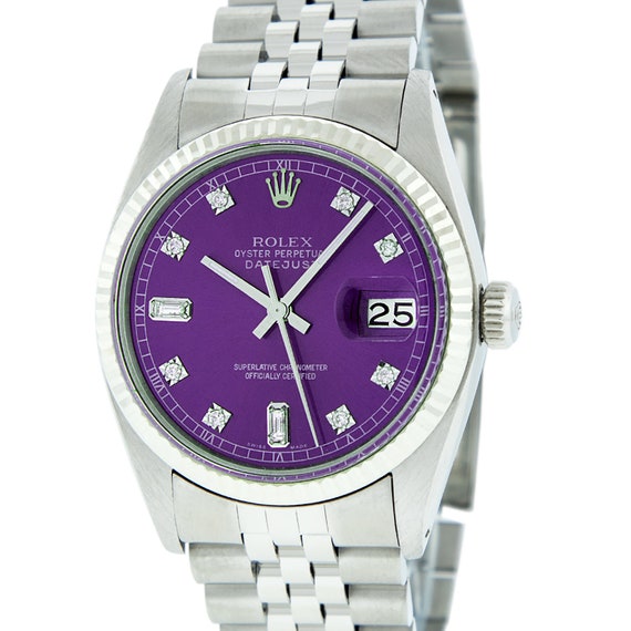 gold rolex purple face